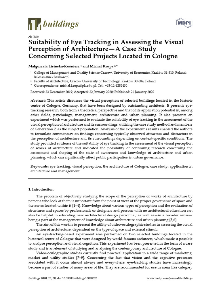 Eye Tracking in Architectural Perception | PDF | Perception | Cognition