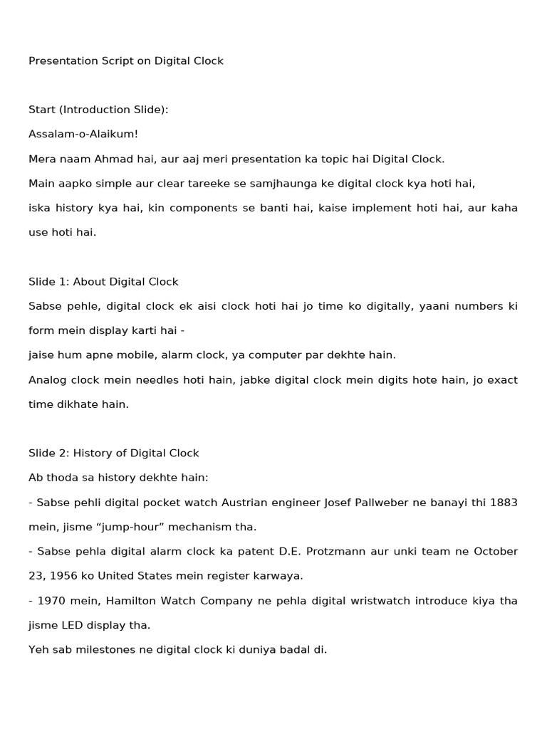Digital Clock: History and Components | PDF