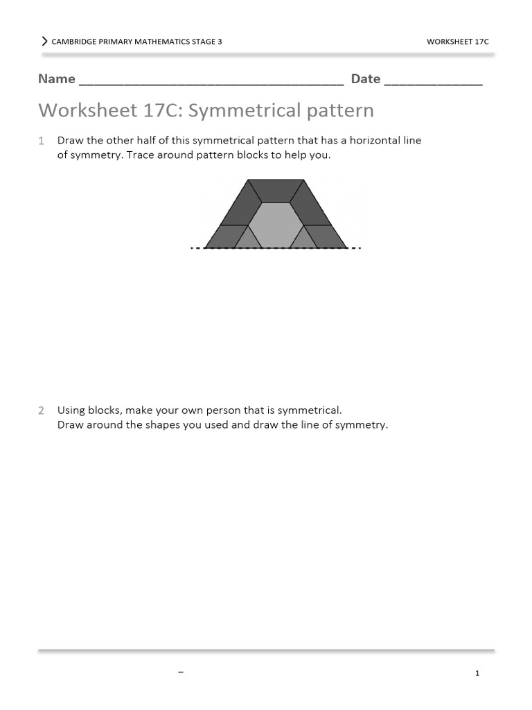 Symmetrical Patterns Worksheet 17C | PDF
