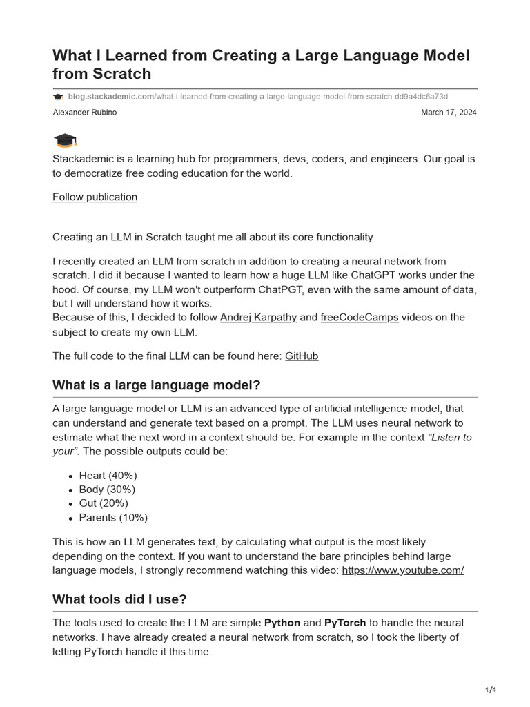 Building LLMs from Scratch Insights | PDF | Computing | Learning