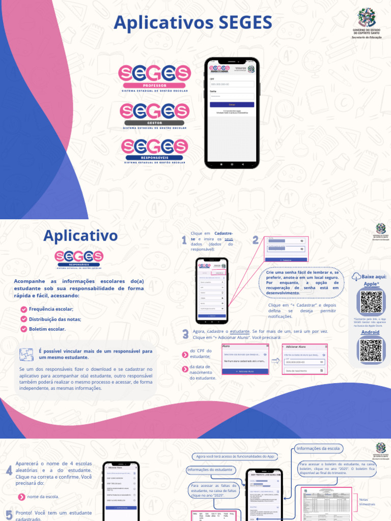 Acesso ao App SEGES para Responsáveis | PDF | Aplicativo para celular ...