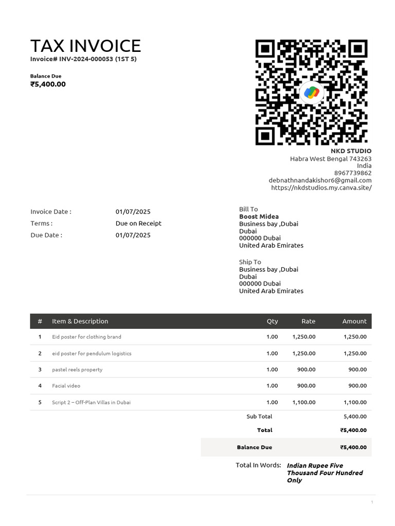 Tax Invoice | PDF | Rupee | Dubai