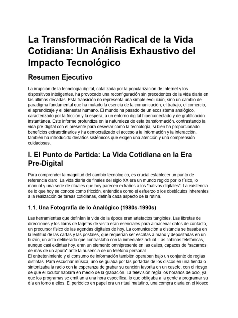 Impacto de la Tecnología en la Vida Diaria | PDF | Inteligencia ...