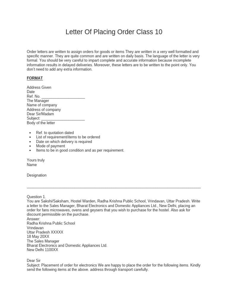 Order Placement for School Supplies | PDF