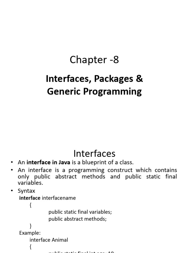 Chapter - 8 - Interface and Package | PDF | Class (Computer Programming ...