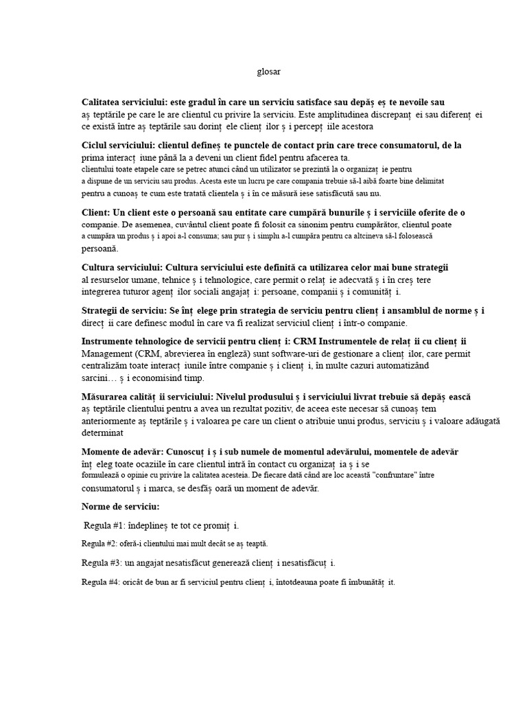 Glosar, Atenția La Client | PDF