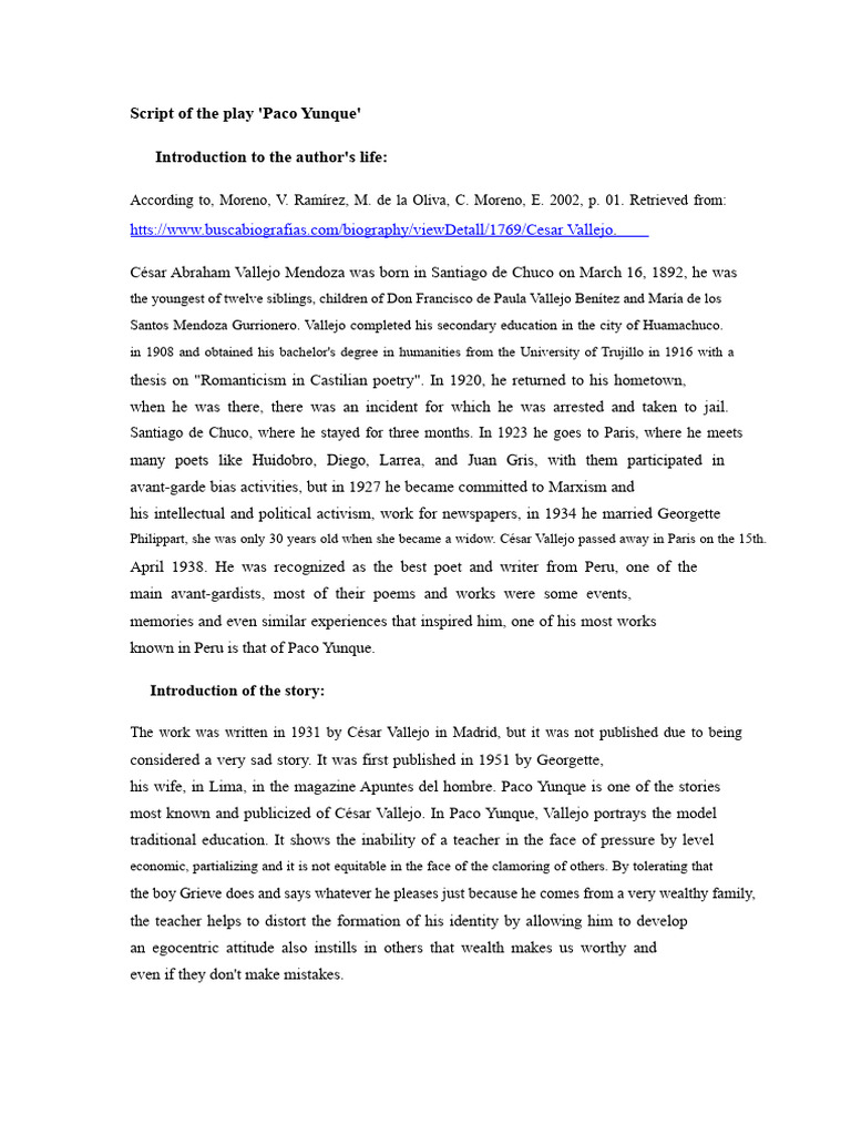 Script Paco Yunque Group 2 | PDF
