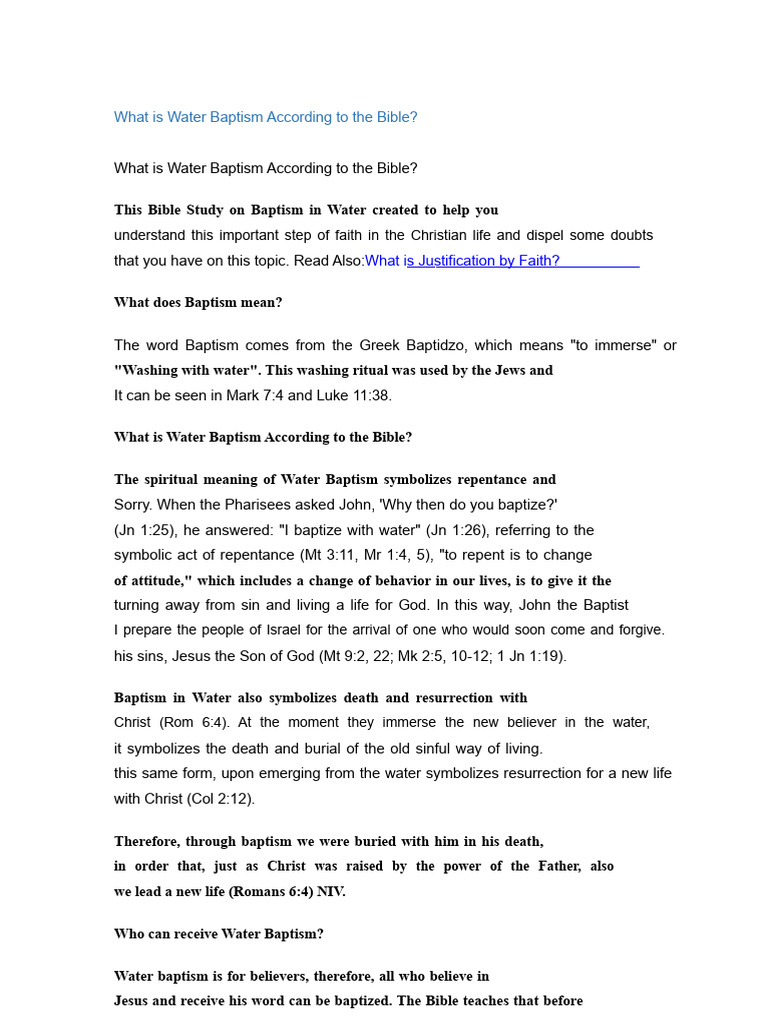 Understanding Water Baptism in the Bible | PDF | Baptism | Jesus