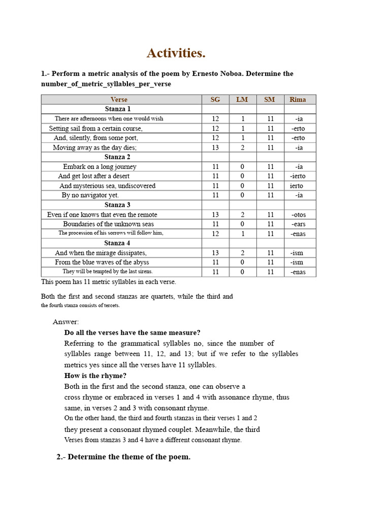 Metric Analysis of Ernesto Noboa's Poetry | PDF | Poetry | Rhyme