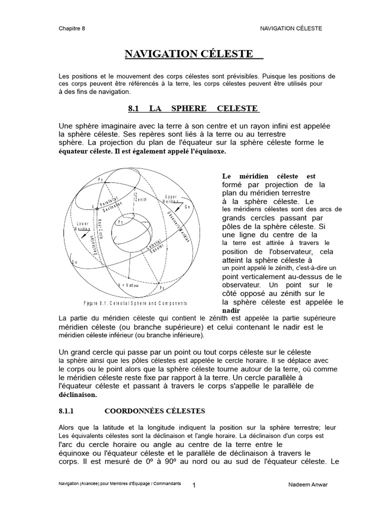 Navigation Céleste : Concepts et Techniques | PDF | Équateur terrestre ...