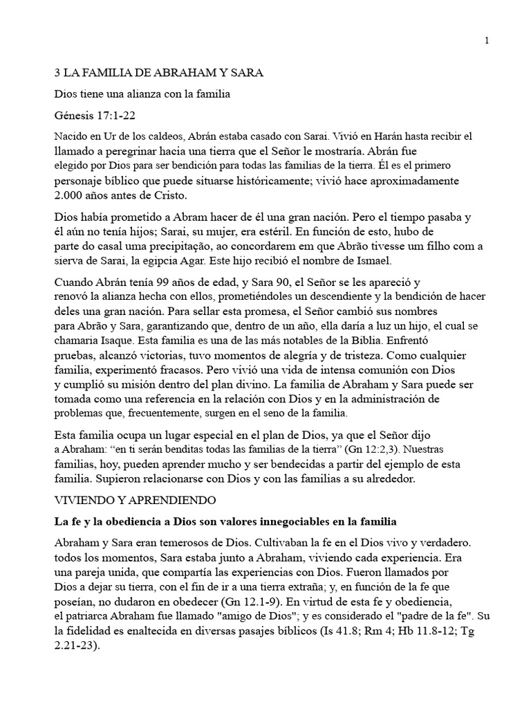La familia de Abraham y Sara: fe y enseñanzas | PDF | Abrahán | Ismael