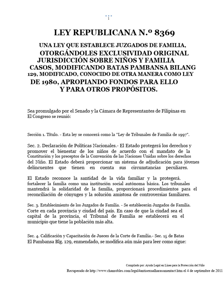 Ley de Juzgados de Familia en Filipinas | PDF | Familia | Violación