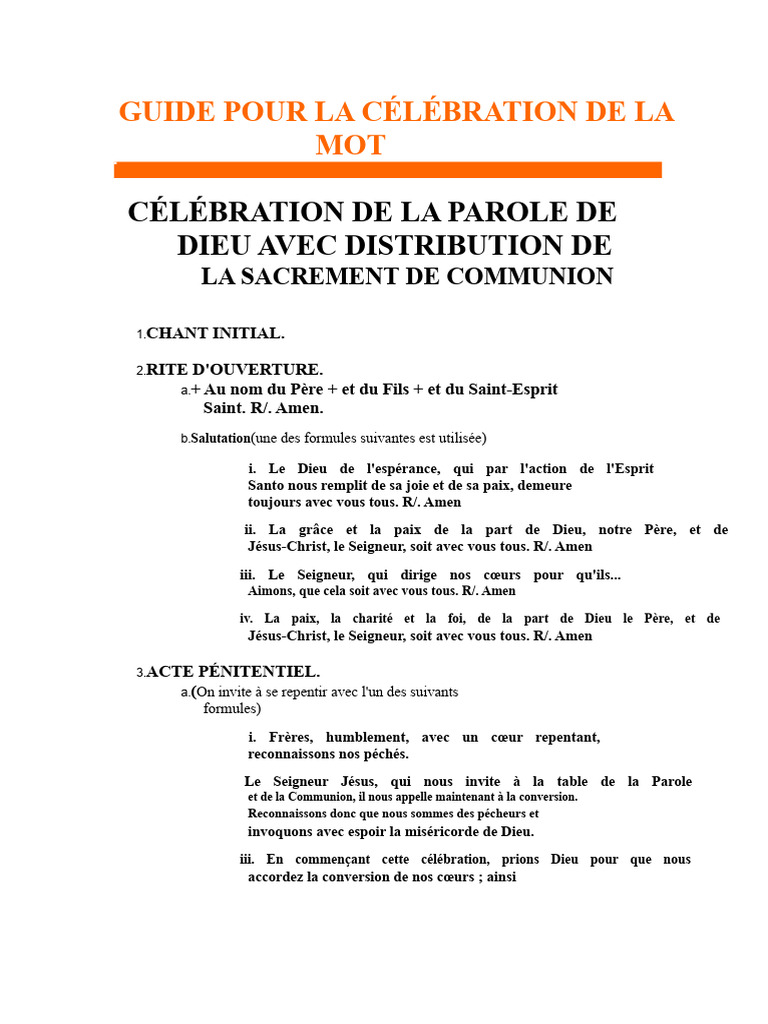 Célébration de la Parole et Communion | PDF | Dieu le Père | Marie ...