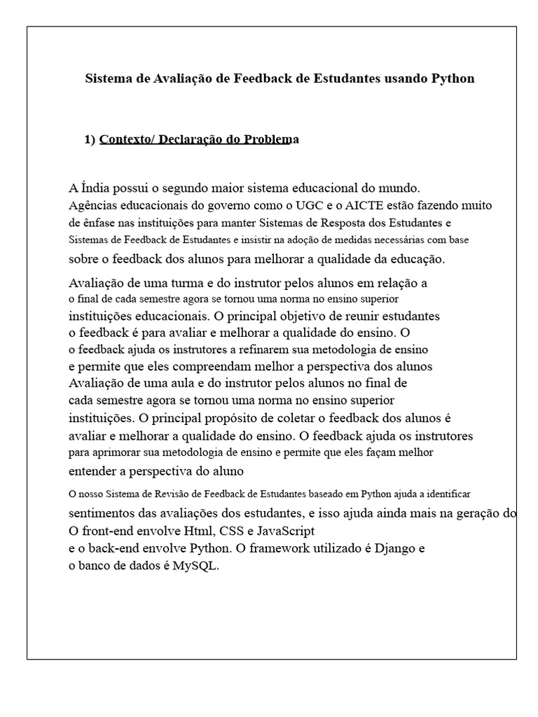 Sistema de Feedback Estudantil em Python | PDF | Comentários | Informática