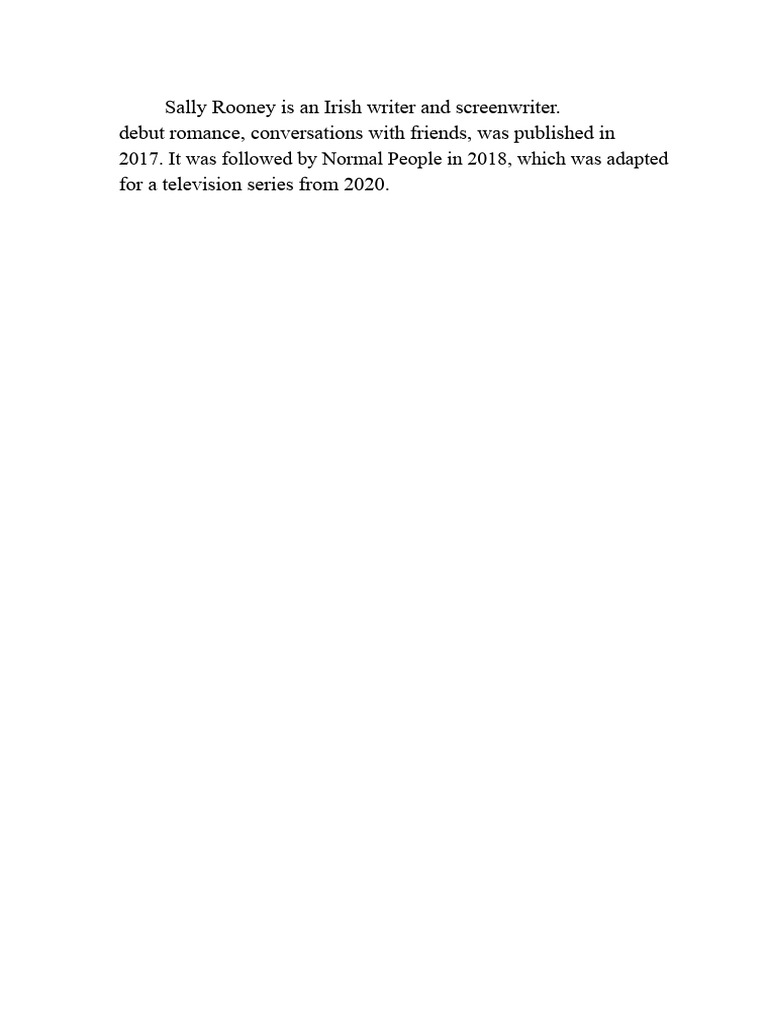 Normal People by Sally Rooney Overview | PDF