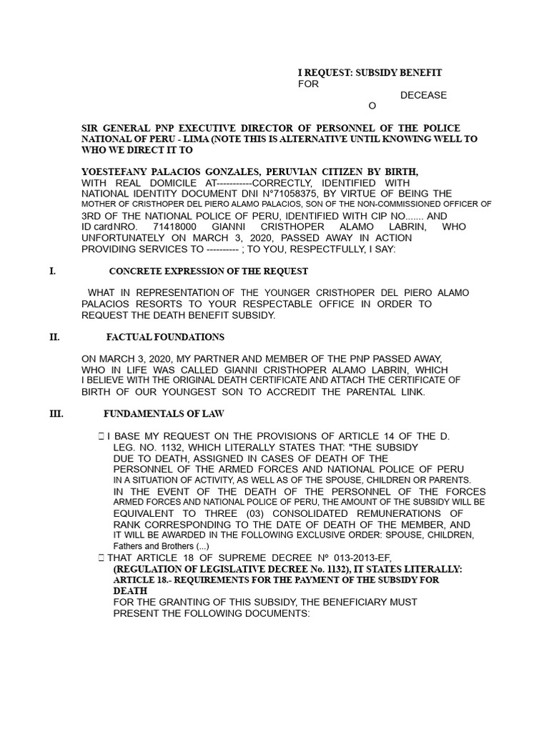 Application For Death Benefit. | PDF | Identity Document | Government