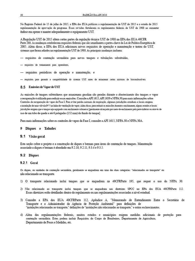 Regulamentação UST e Contenção Secundária | PDF | Barragem