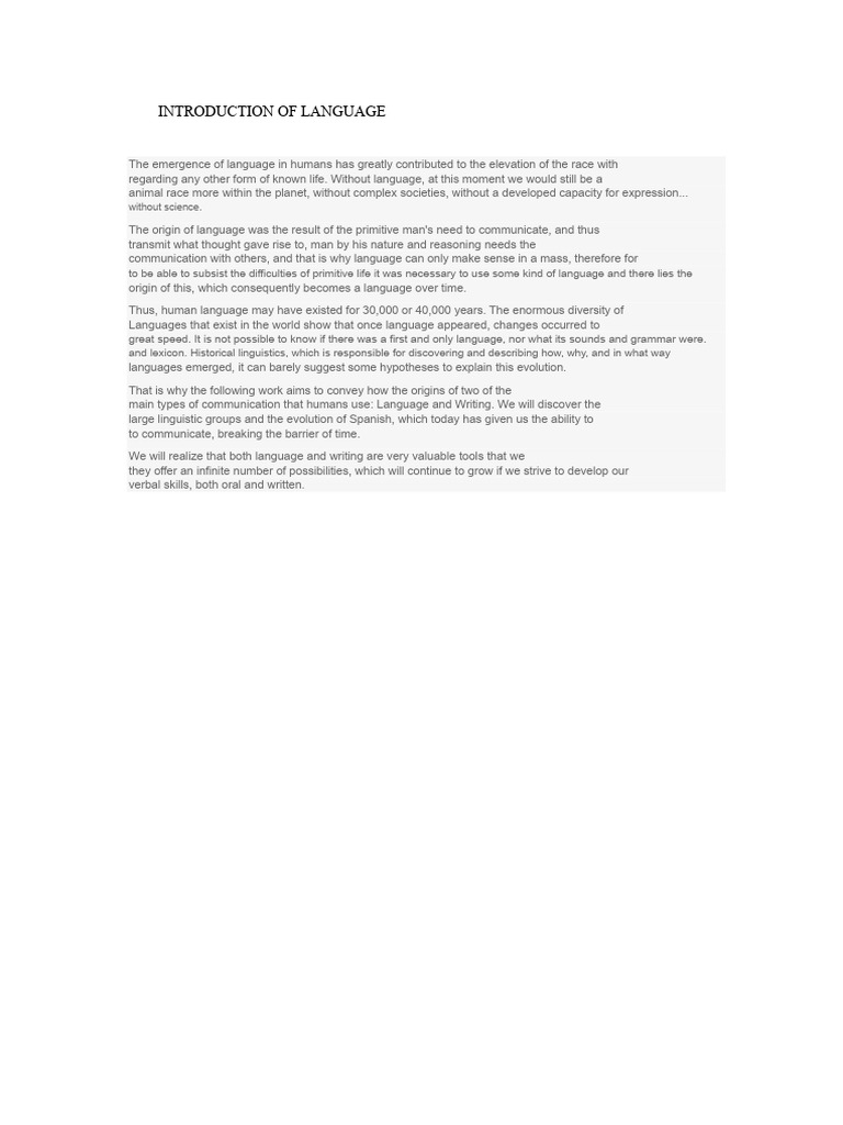 Origins of Human Language and Writing | PDF