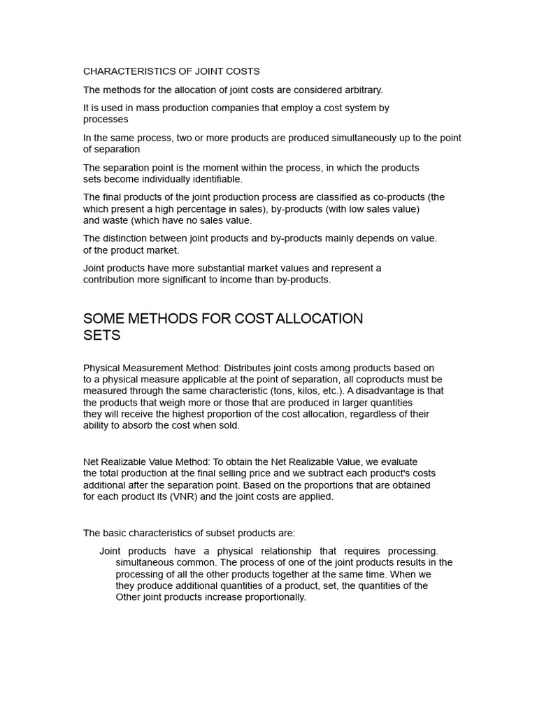 Characteristics of Joint Costs | PDF | Valuation (Finance) | Economics