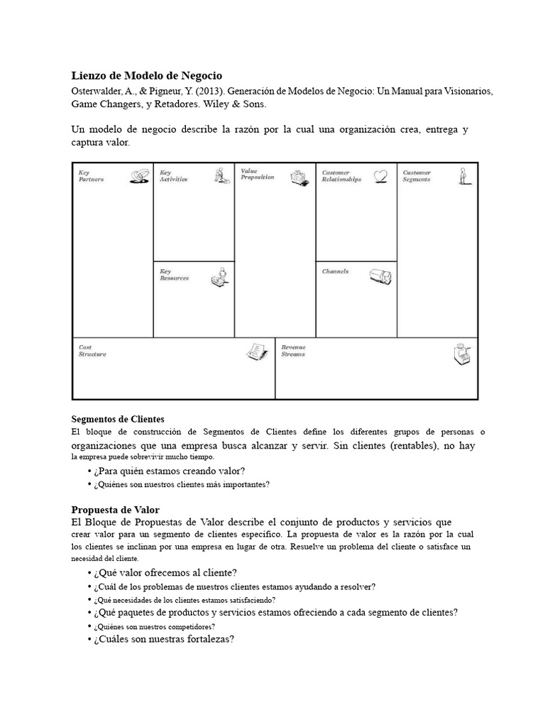 Canvas Del Modelo de Negocio y Rubrica BMC | PDF | Business | Economias