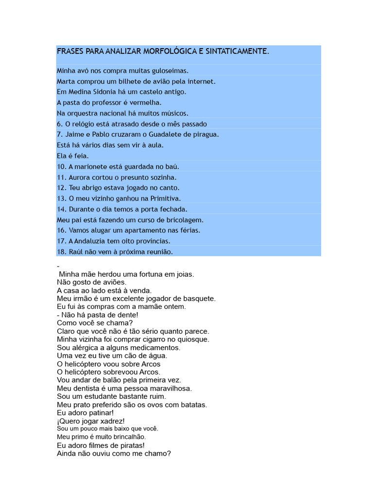 Análise Morfológica e Sintática de Frases | PDF