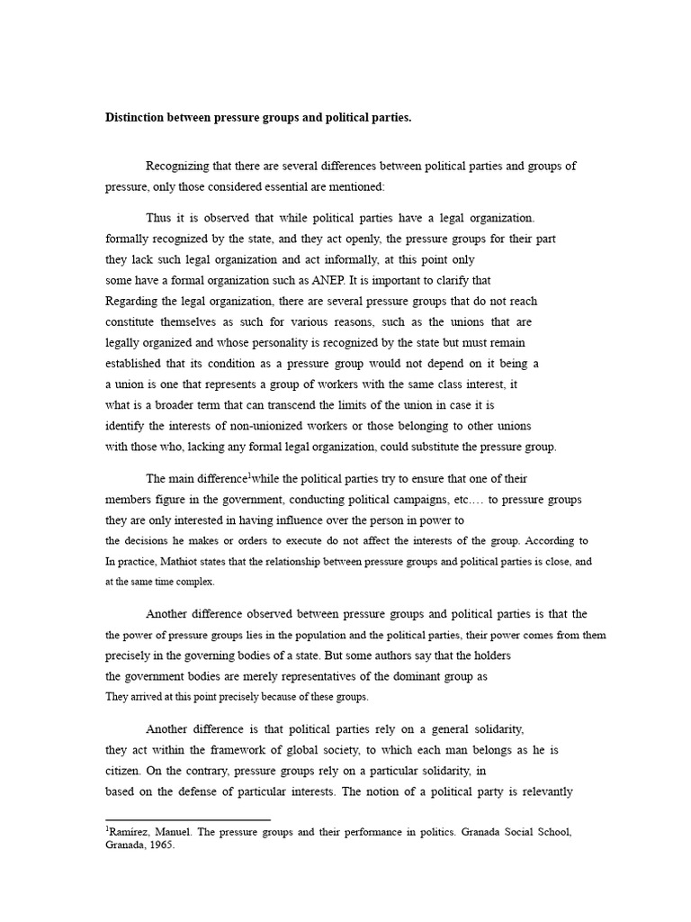 Pressure Groups vs. Political Parties Explained | PDF | Advocacy Group