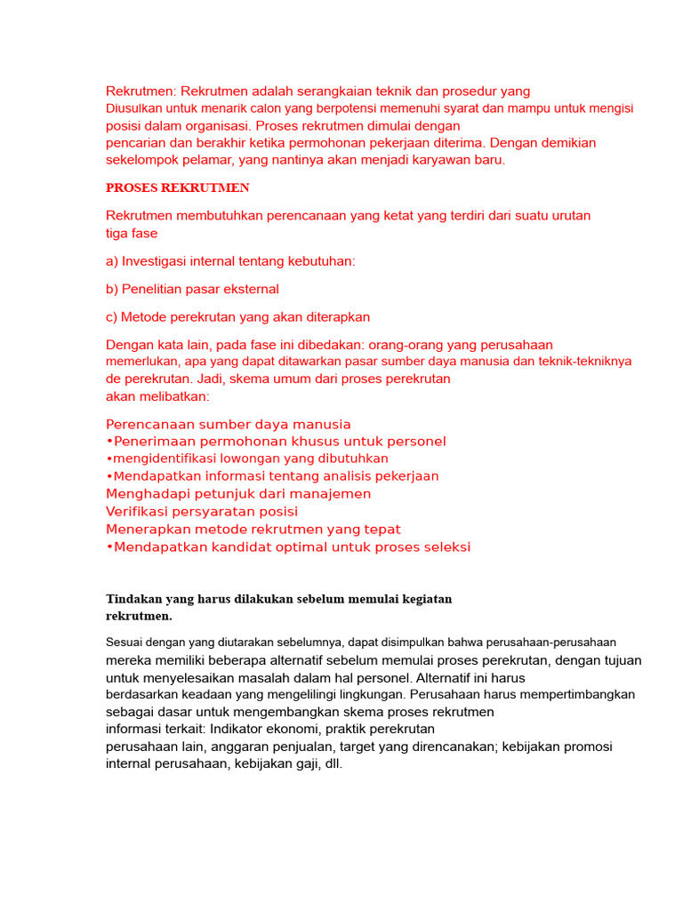 Proses dan Metode Rekrutmen Efektif | PDF