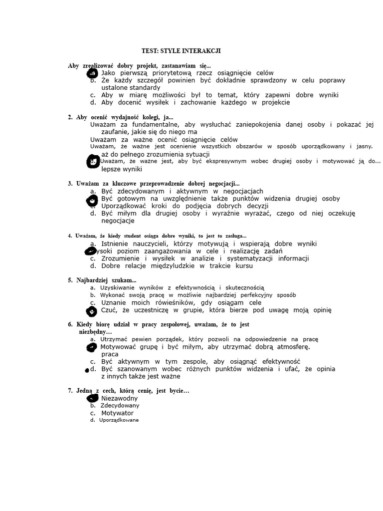 TEST Style Interakcji | PDF