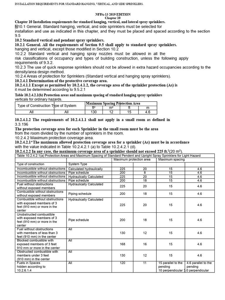NFPA 13 Sprinkler Installation Guidelines | PDF | Fire Sprinkler System ...