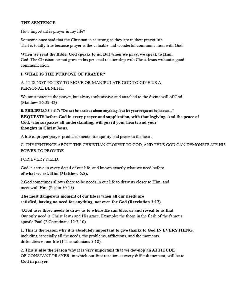 Importance of Prayer in Christian Life | PDF | Christian Church | Prayer