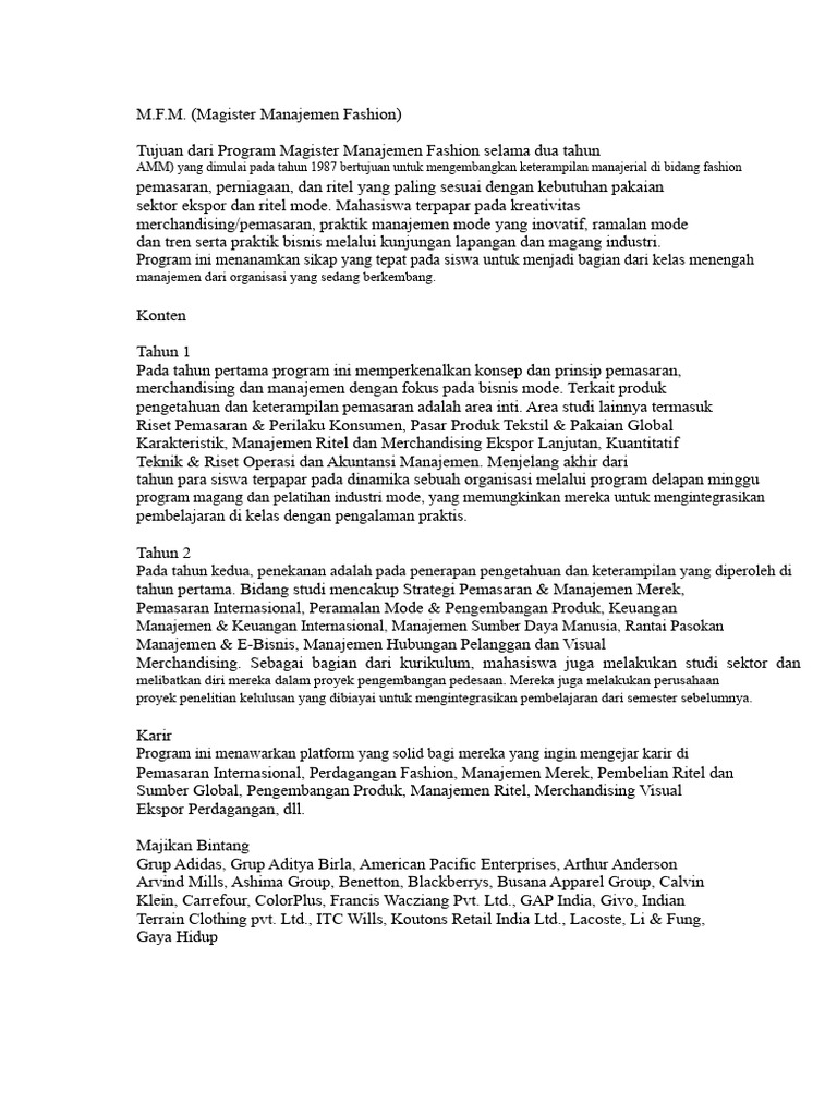 Silabus MFM NIFT | PDF
