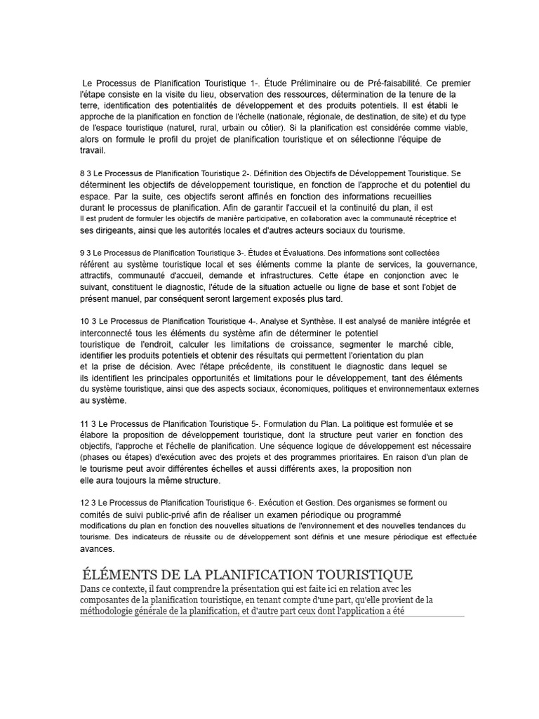 Guide de Planification Touristique Efficace | PDF | Planification ...