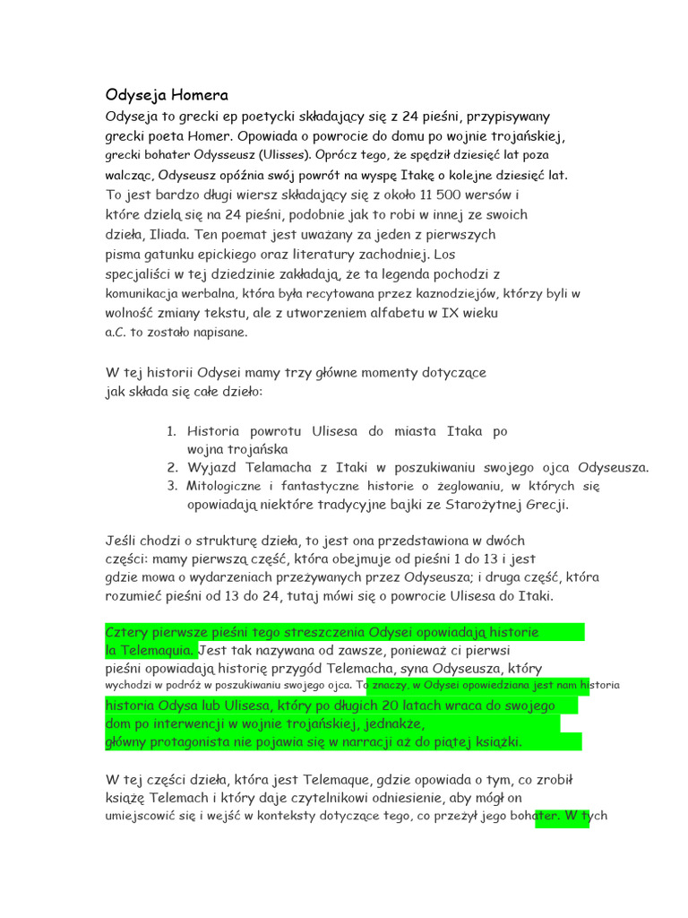 Odyseja Homera | PDF