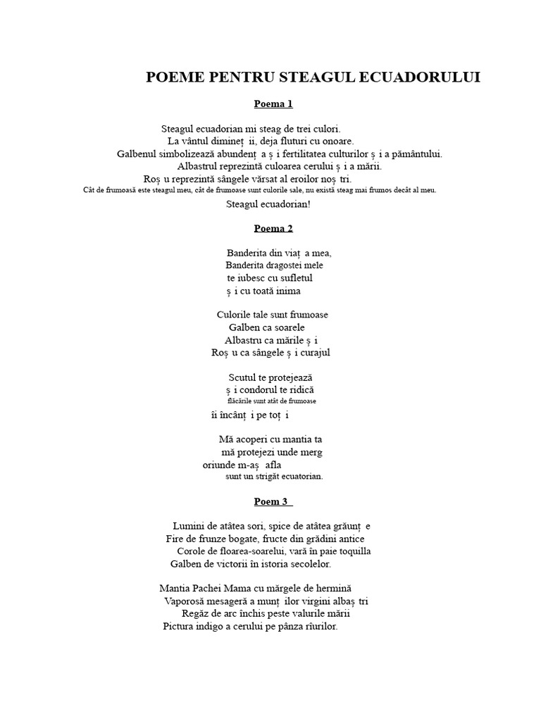 Poeme Pentru Steagul Ecuadorului | PDF