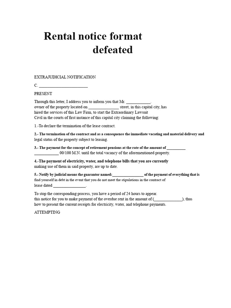 Rental Notice Template for Lease Termination | PDF