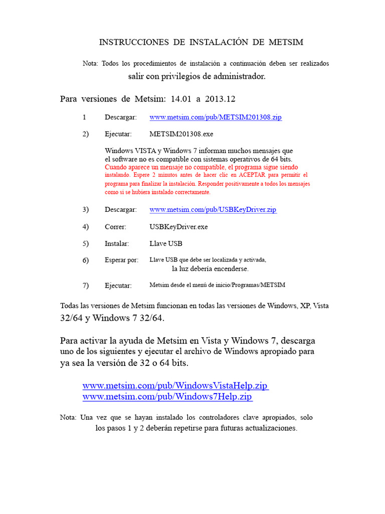 Instalación de METSIM: Guía Rápida | PDF