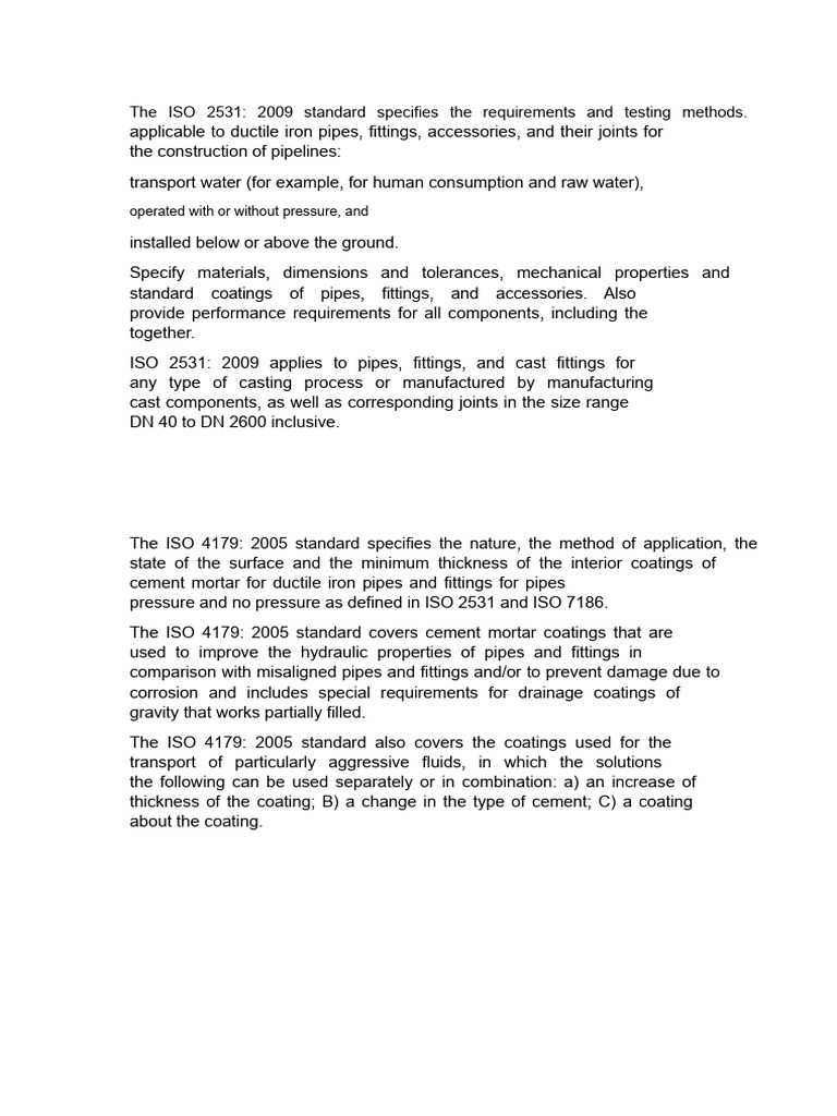 ISO 2531:2009 Ductile Iron Pipe Standards | PDF