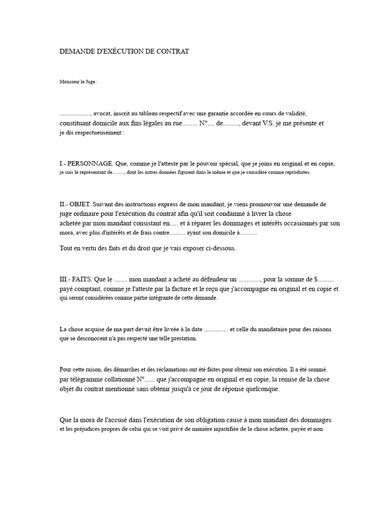 Demande d'exécution de contrat judiciaire | PDF | Justice | Crime et ...