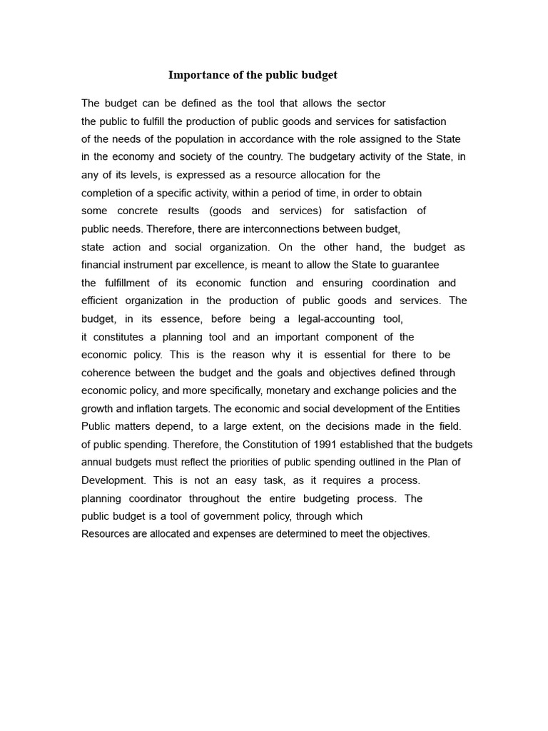 Significance of Public Budgeting | PDF | Government Budget | Budget
