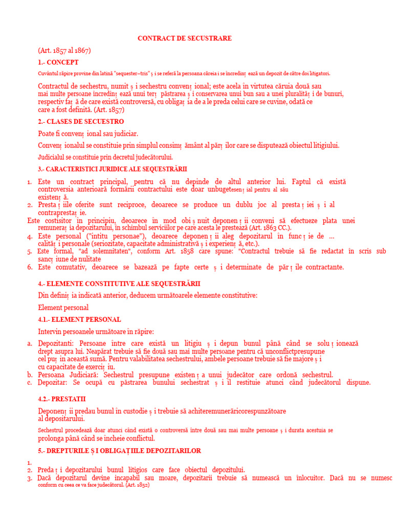 Contract de Sechestru | PDF