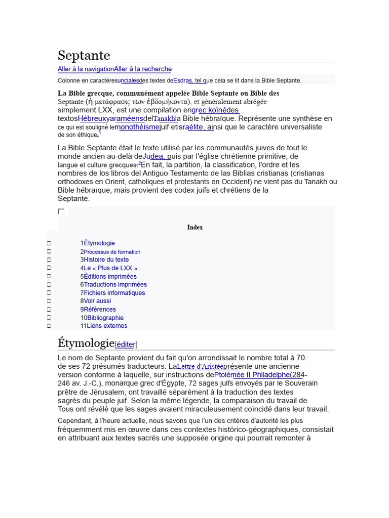 La Bible Septante : Histoire et Formation | PDF | Septante | Bible