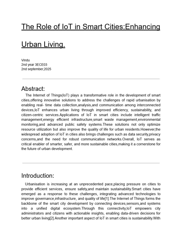 IoT's Impact on Smart Cities | PDF | Sustainable Development | Economies
