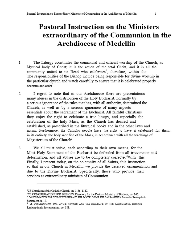 Guidelines for Extraordinary Ministers of Communion | PDF | Eucharist ...