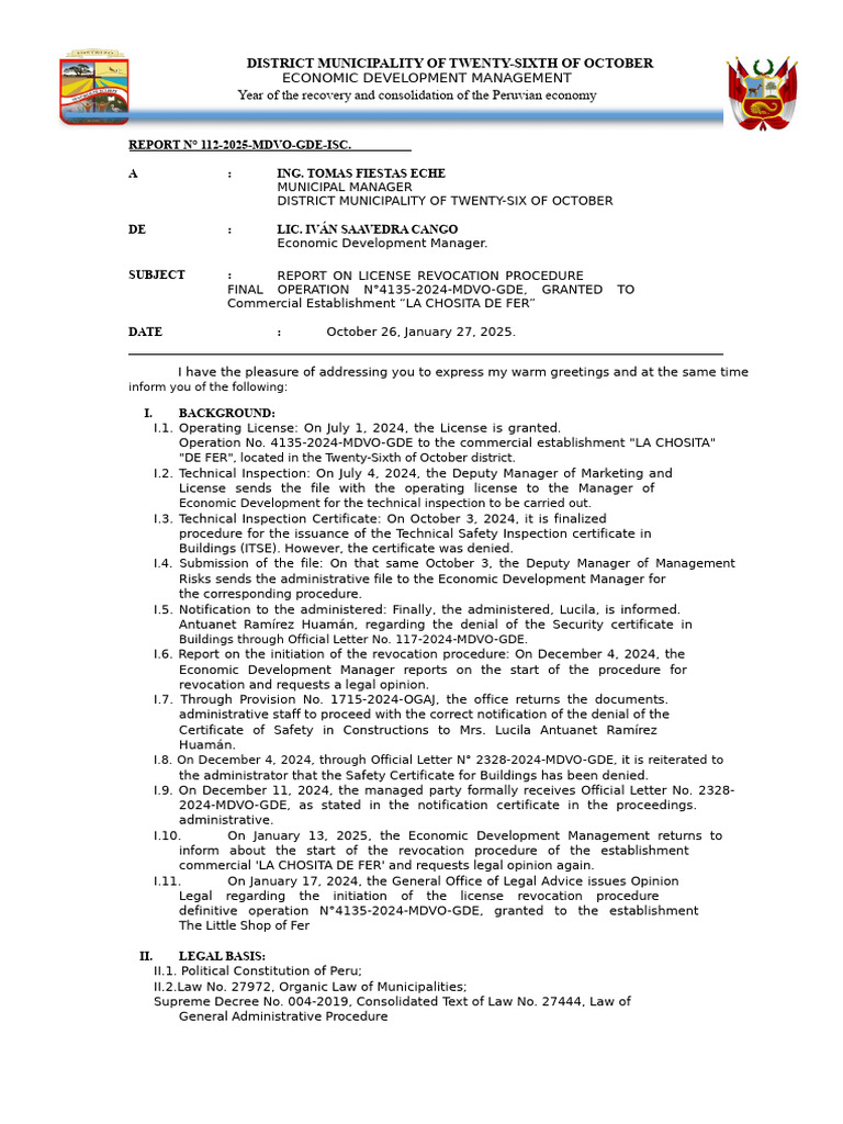 Report 112-2025 - Revocation of Operating License | PDF | Annulment ...