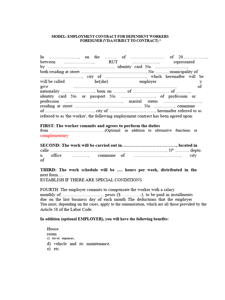 Employment Contract for Foreign Workers | PDF | Travel Visa | Employment
