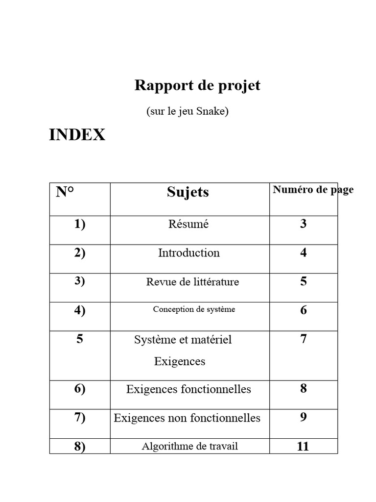 Rapport de Projet Du Jeu Du Serpent | PDF | Python (Langage de ...