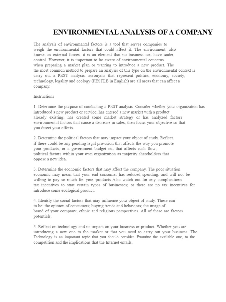 Company Environmental Analysis Guide | PDF | Economics | Marketing