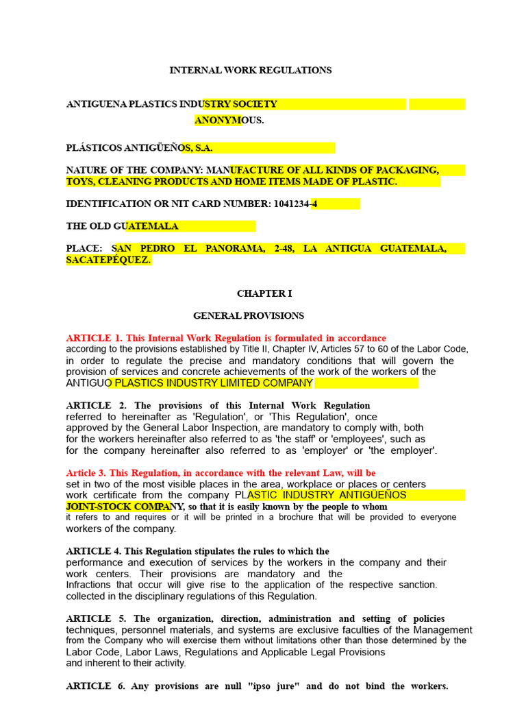 Internal Regulations | PDF | Workweek And Weekend | Overtime