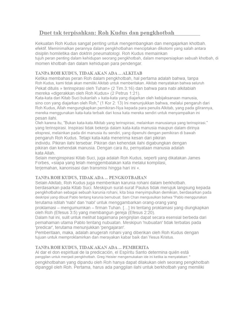Kekuatan Roh Kudus dalam Khotbah | PDF
