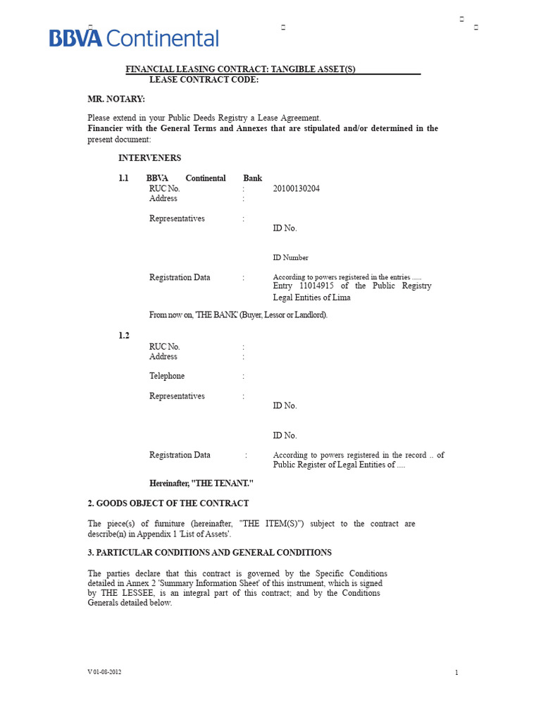 Financial Leasing Contract for Assets | PDF | Lease | Insurance